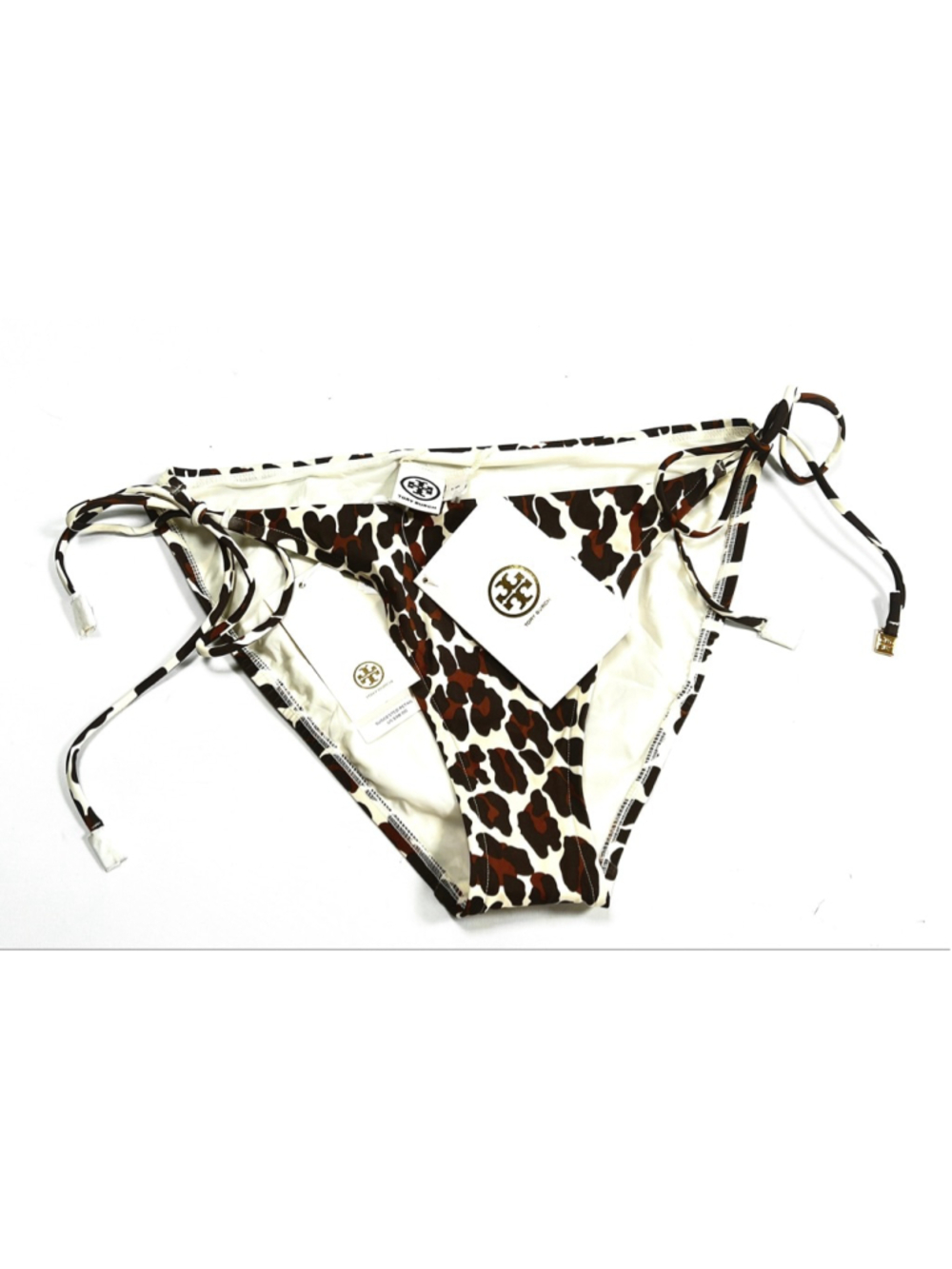 NWT Tory Burch Bikini Bottoms Leopard Print String L Brown White L